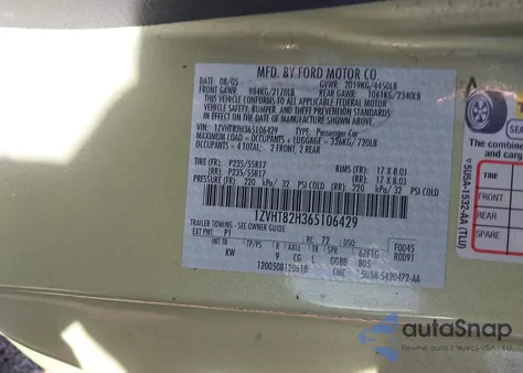 2006 Ford Mustang Gt z USA, uszkodzony, nr VIN 1ZVHT82H365106429